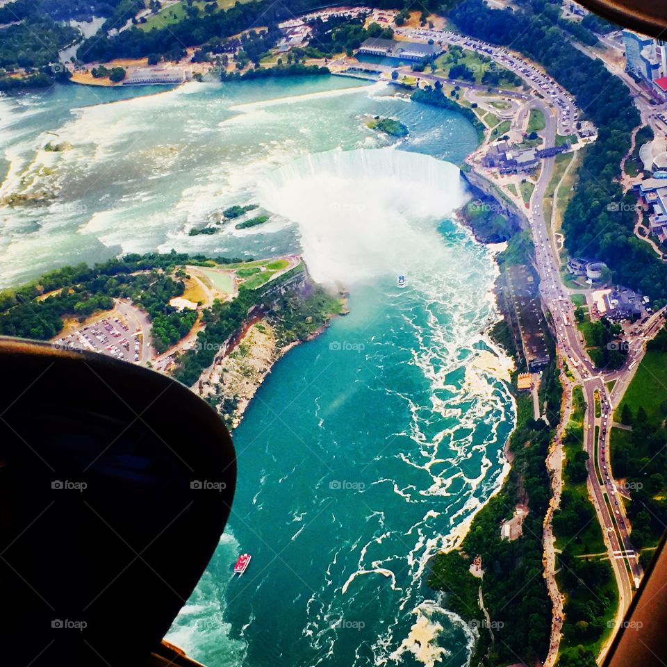 Flying above Niagara Falls, Canada