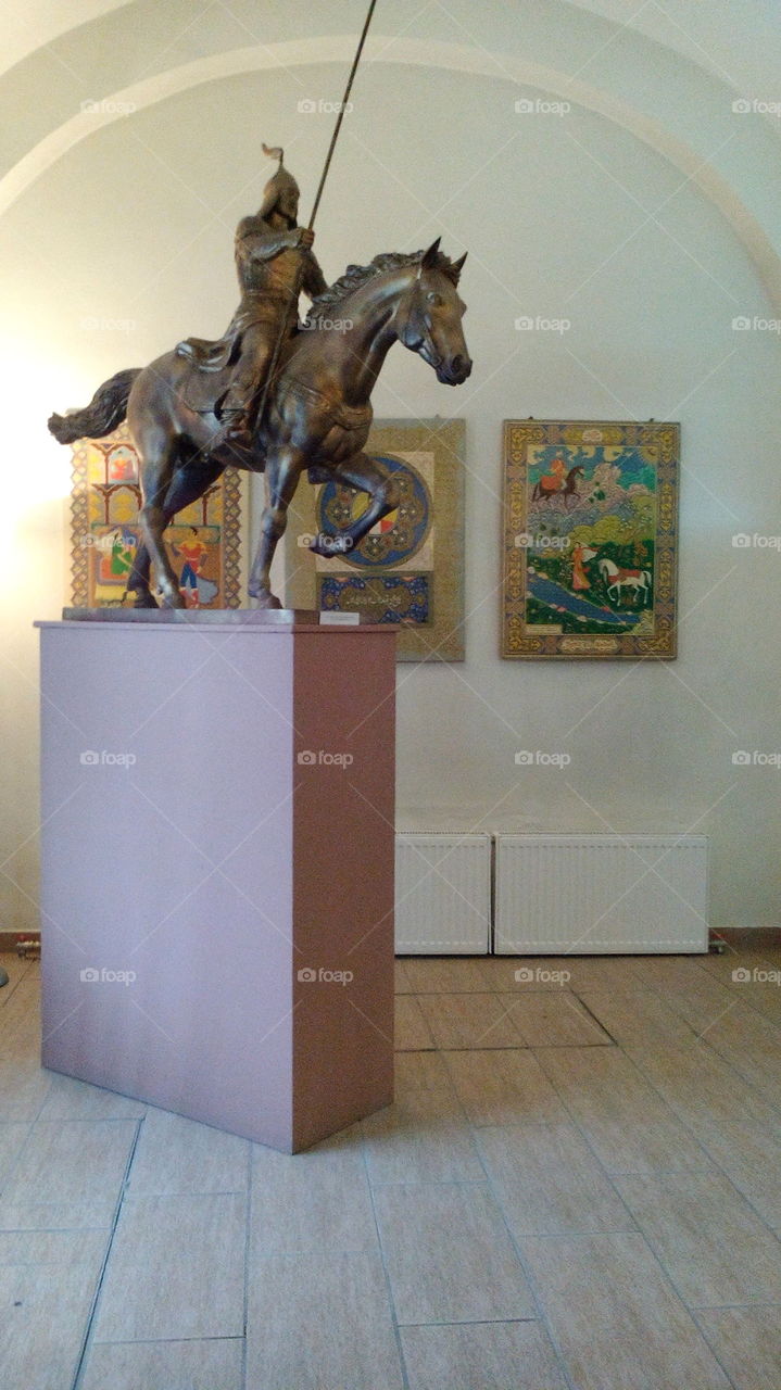 Statue of a mounted warrior