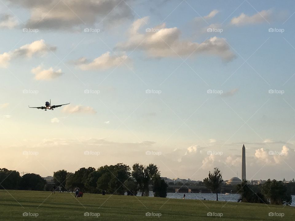 Airplane next to Washington DC