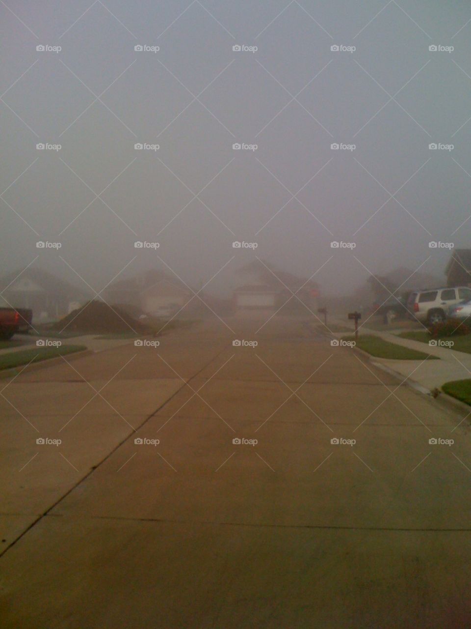 Fog in a neighborhood in Texas. 