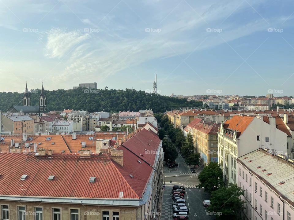 The Karlin neighborhood of Prague in the Czech Republic