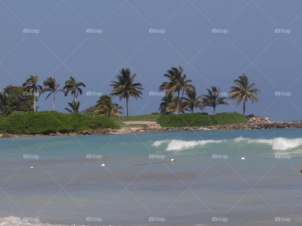 Jamaica. View from hotel beach in Jamaica