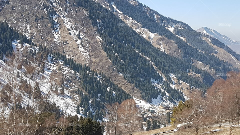 Almaty mountains early spring view