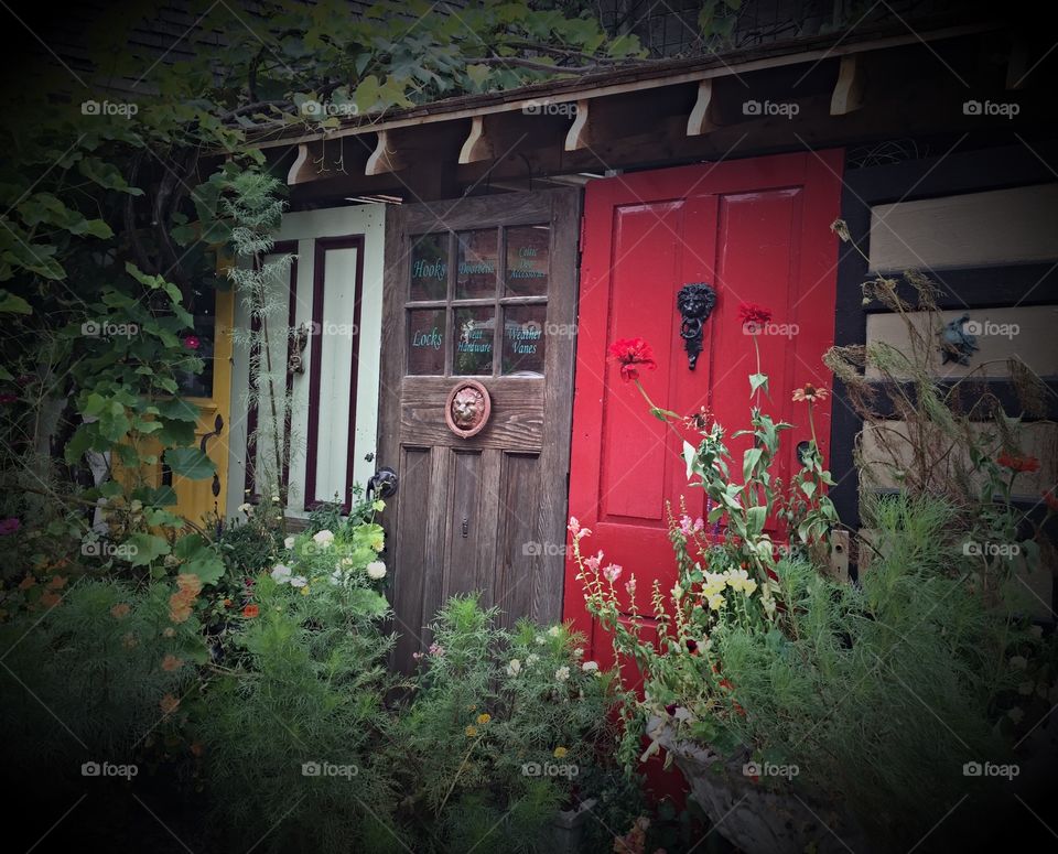 Doors in Elora. Quaint town in Ontario Canada 