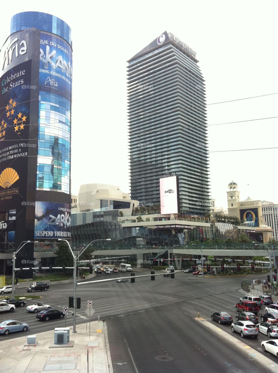 A momentary observation of the buildings in Las Vegas.  The structures seemed so stylishly different, and stood out so well against the dull grey background of the day.