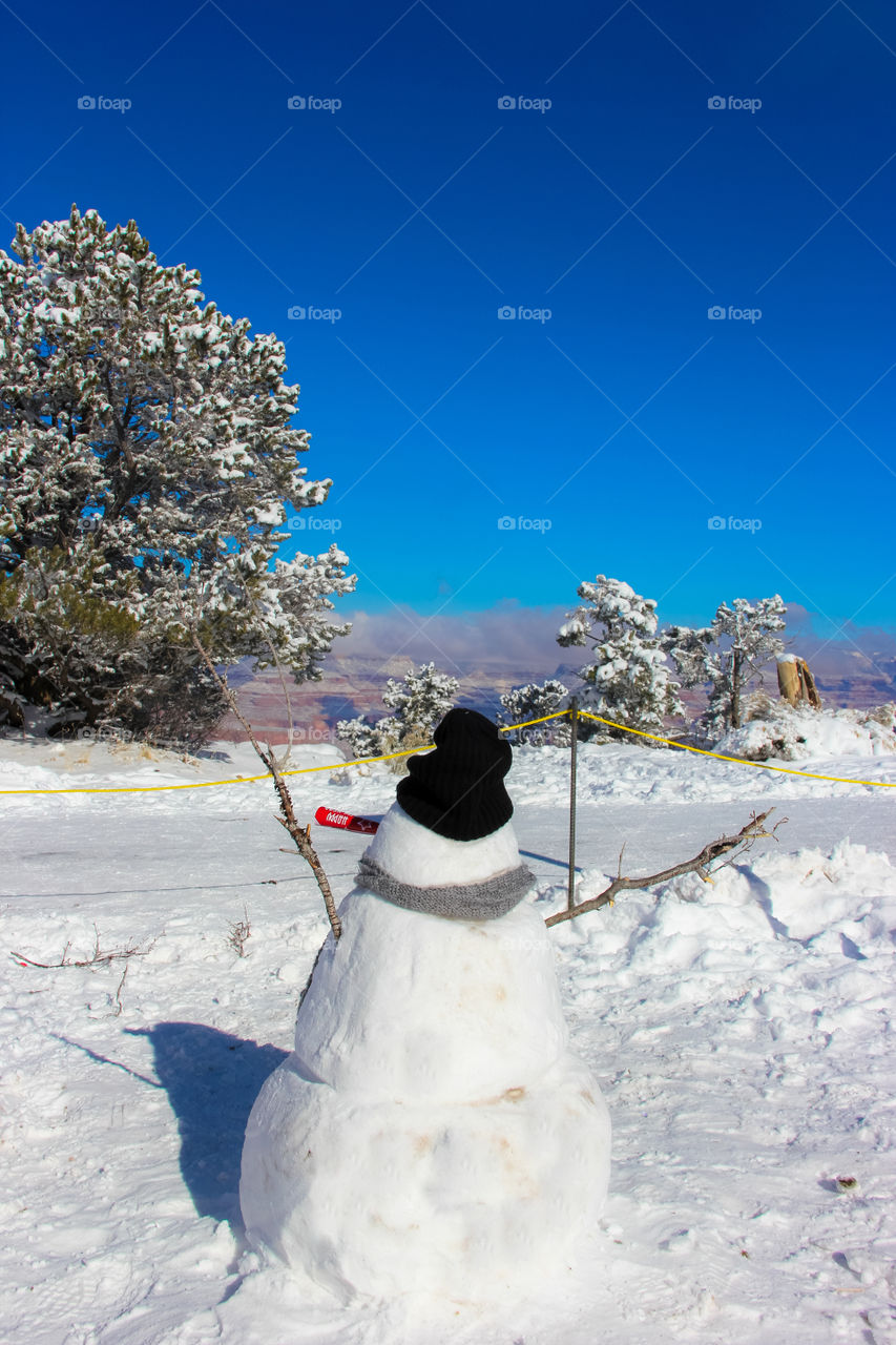 Grand Canyon Snowman. first snowfall of 2014/15