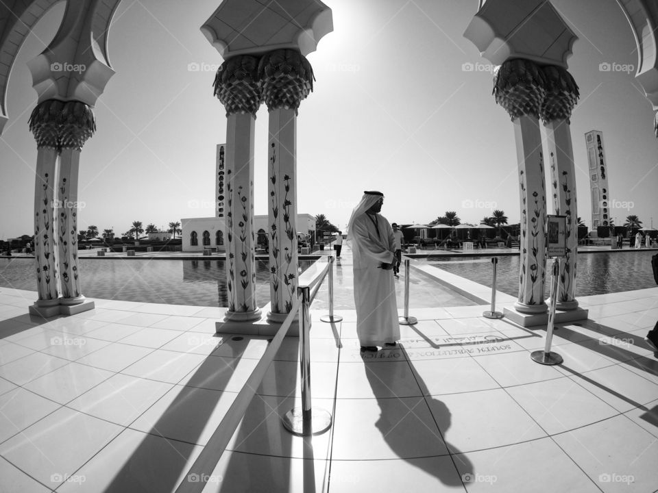 Guard man of Sheikh Zayed Grand Mosque in Dubai