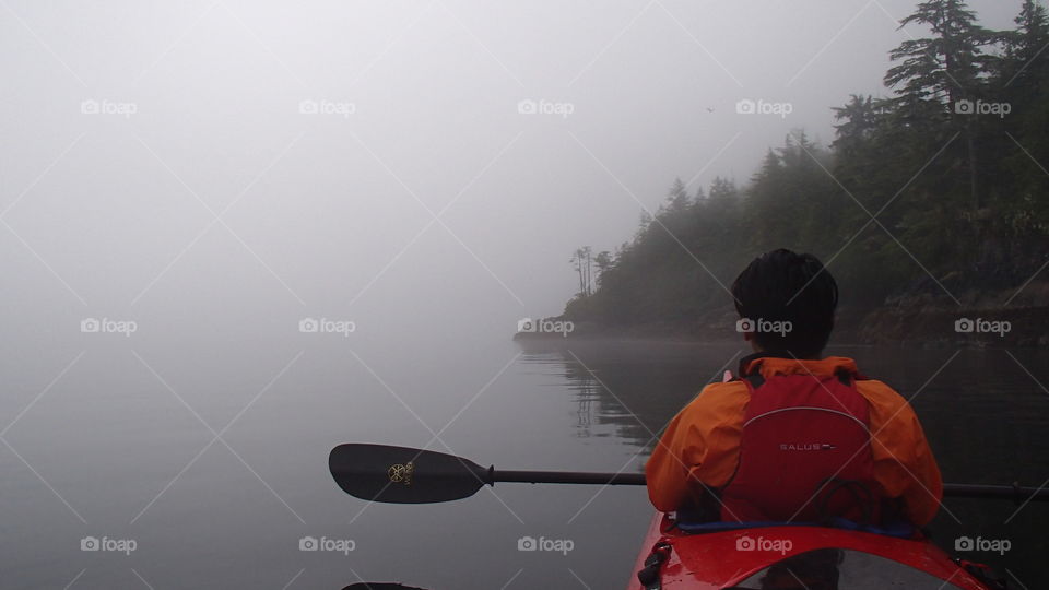 Kayaking in fog