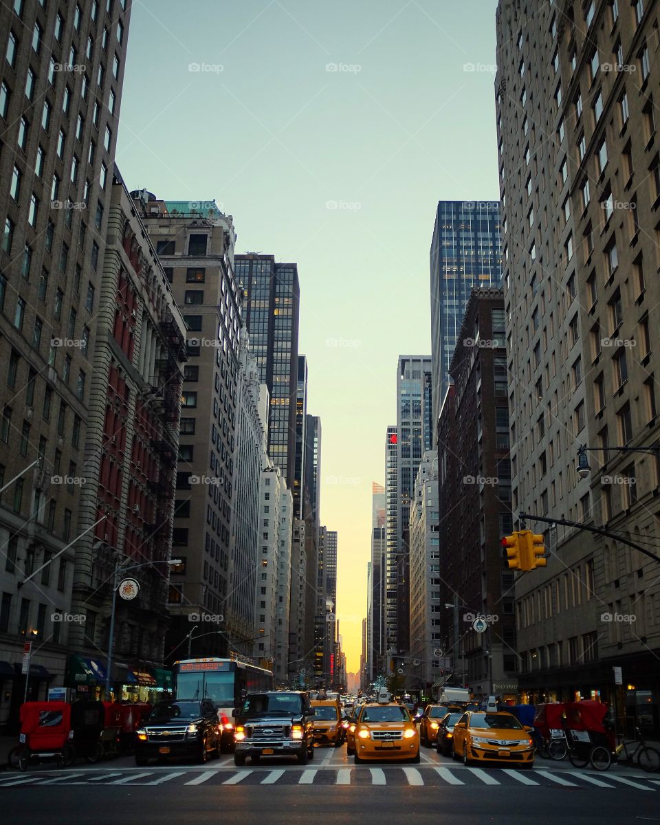 The view down New York's 7th Avenue from Central Park.