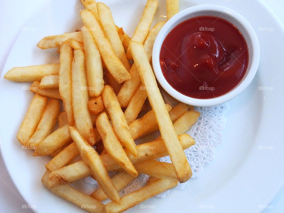 Directly above shot of french fries