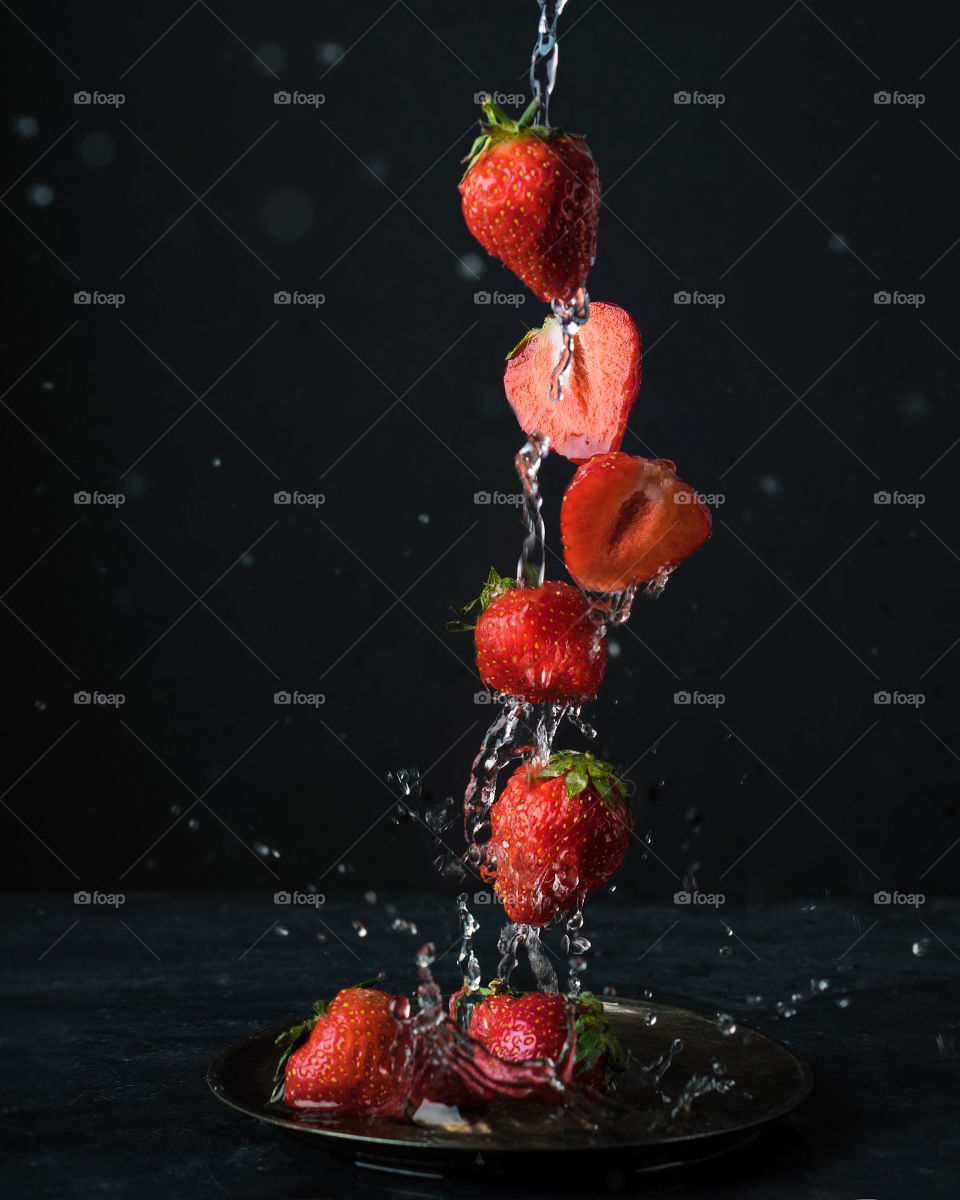 Strawberries in water