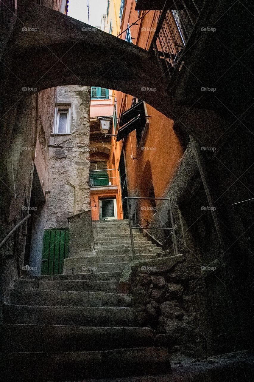 Alleyway in Riomaggiore, Cinque Terre, Italy