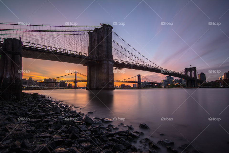 Sunset at low tide near the Brooklyn bridge!