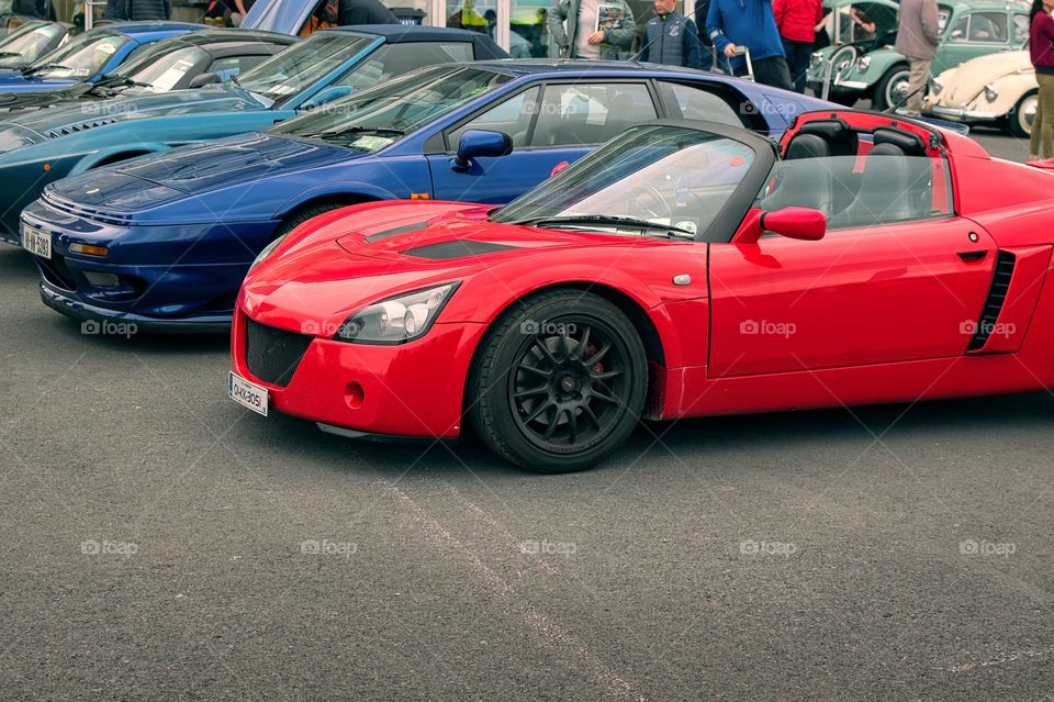 Closeup shot of sport red car