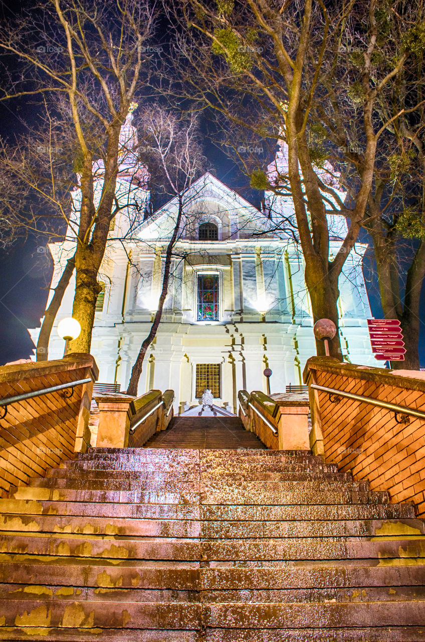 Lviv cityscape during the sunset