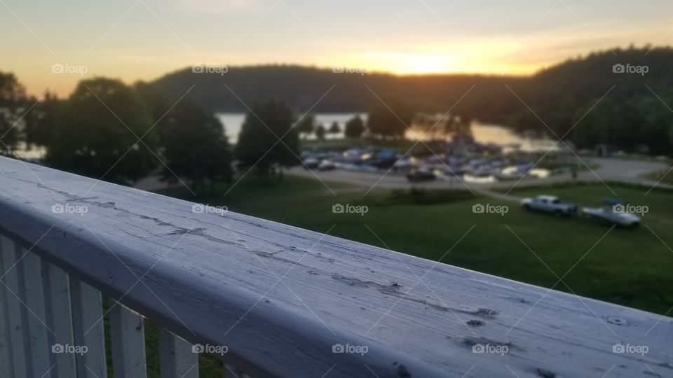 overlooking lake at sunset on a summer's day