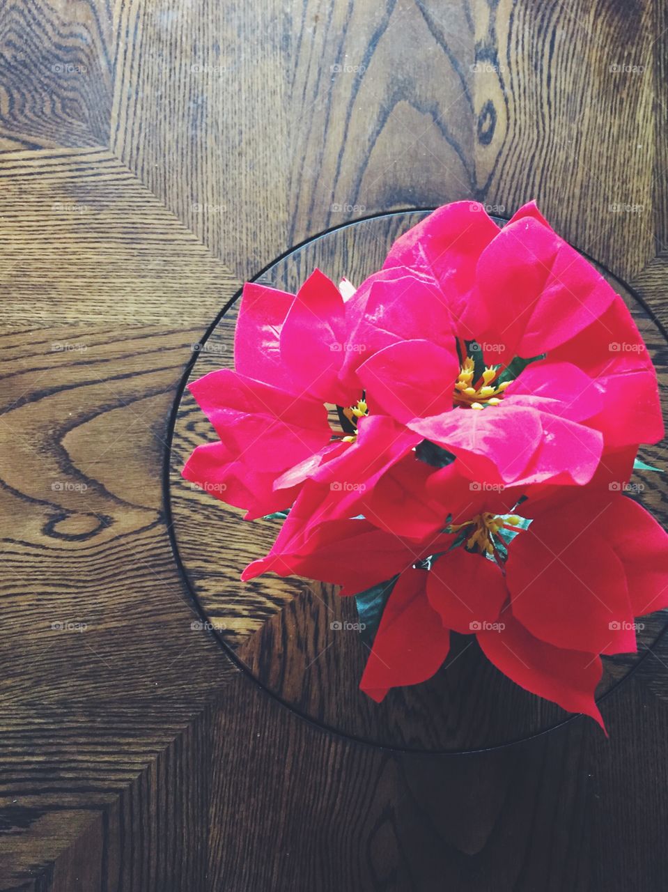 Artificial bouquet on table