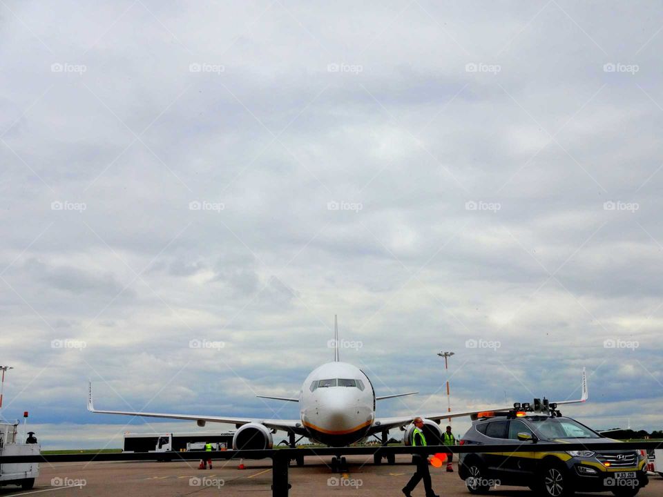 Plane at the airport after landing