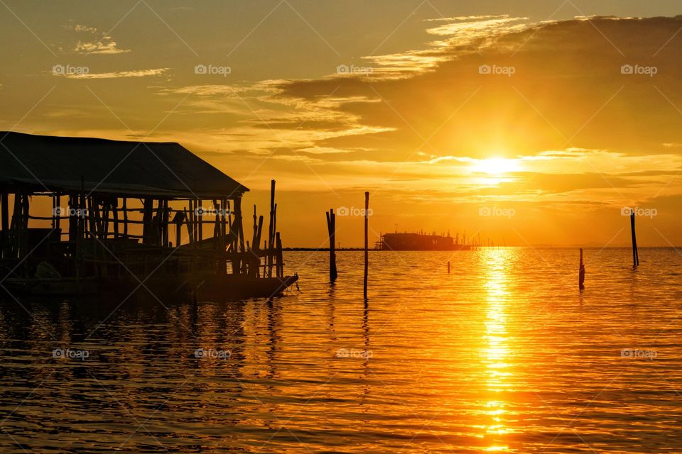 Seascape Sunset Silhouette