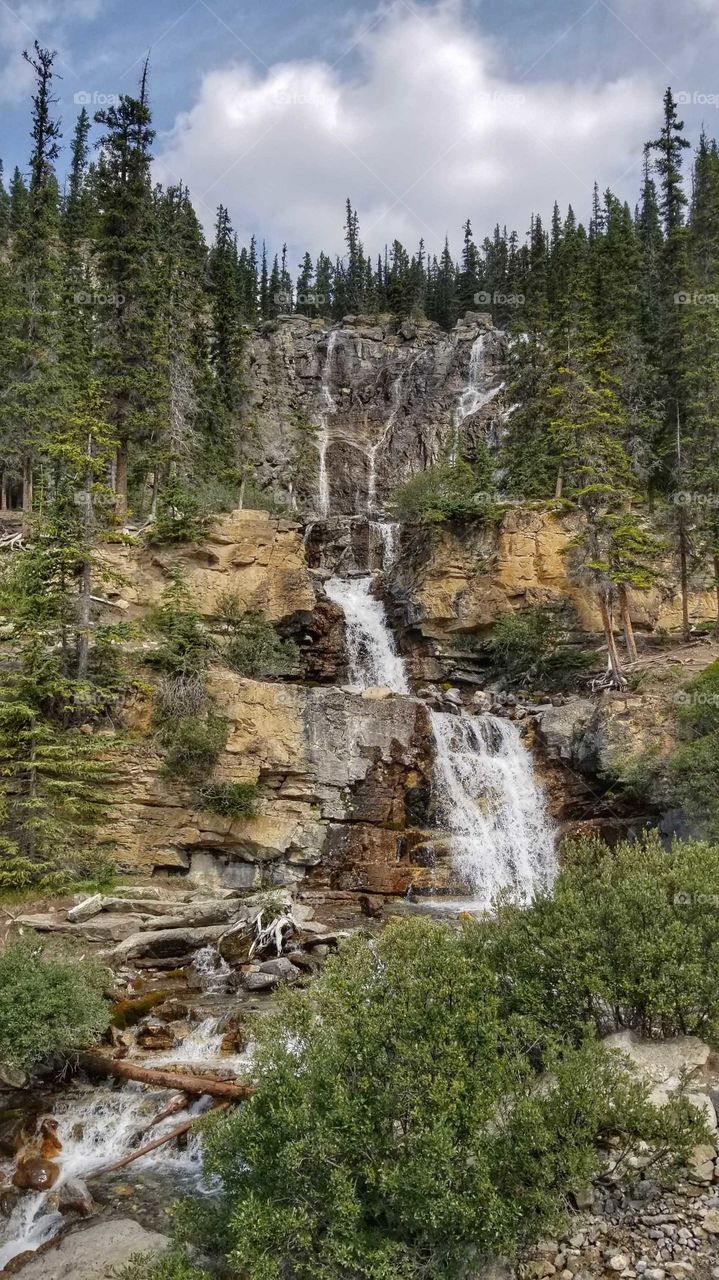 Beautiful Waterfall in the Rocky Mountains Alberta Canada