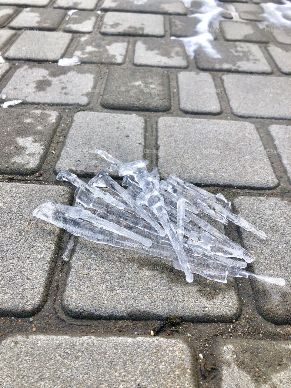 icicles on asphalt