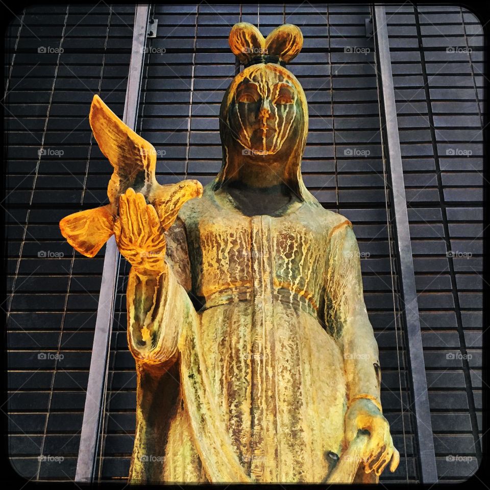 Golden statue of peace in Hiroshima
