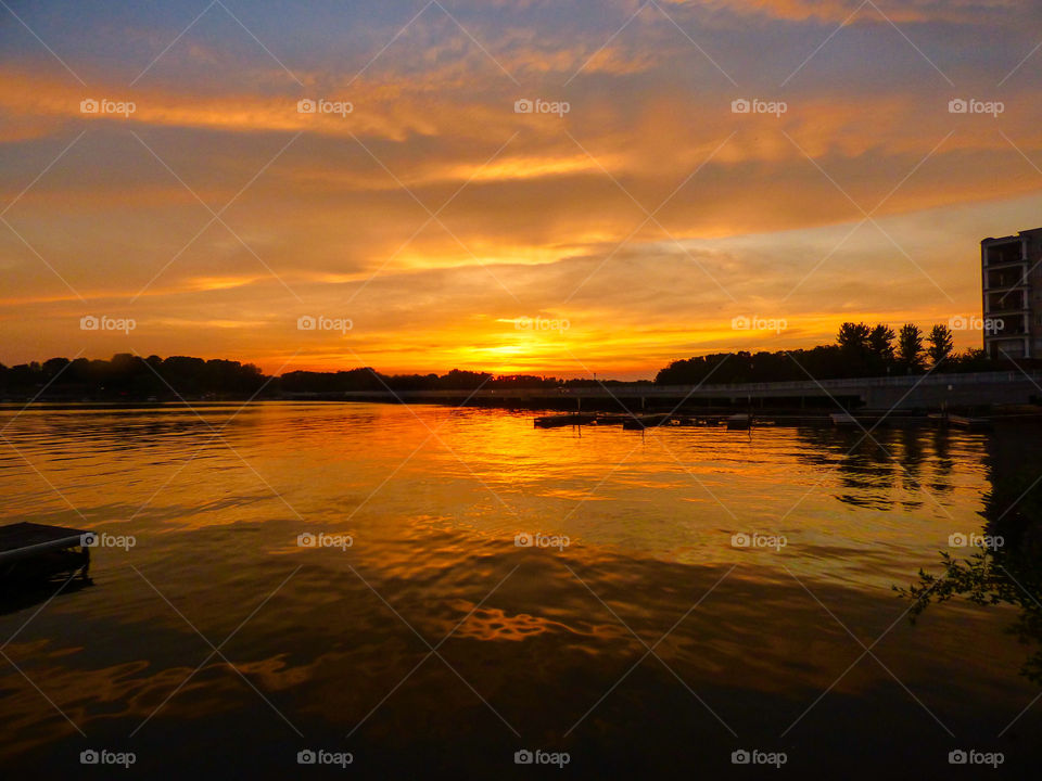 Beautiful lake and sunset 