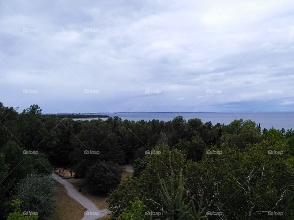 Bird's Eye View. Lake Huron from 5 stories up