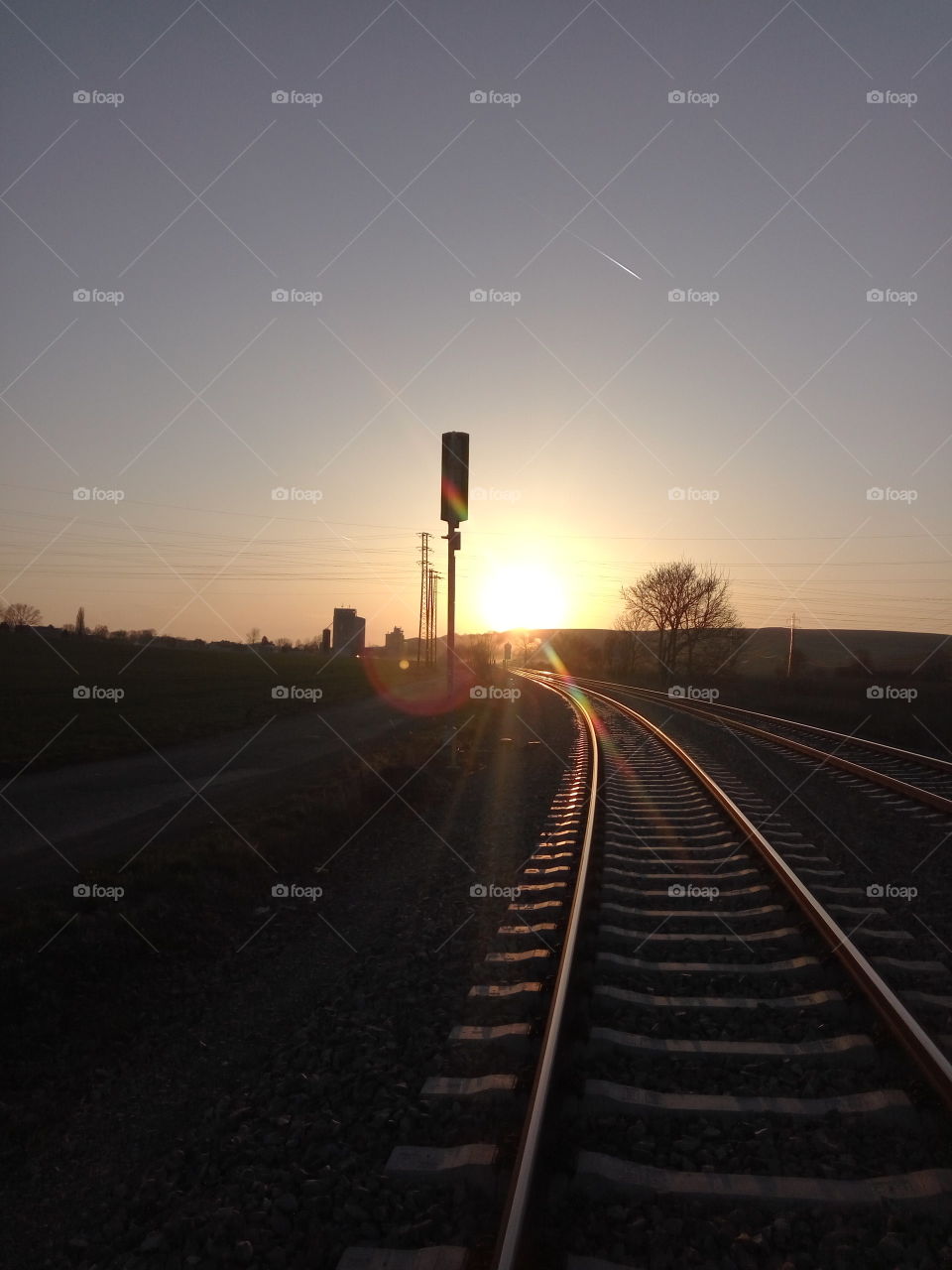 Railroad in sunset