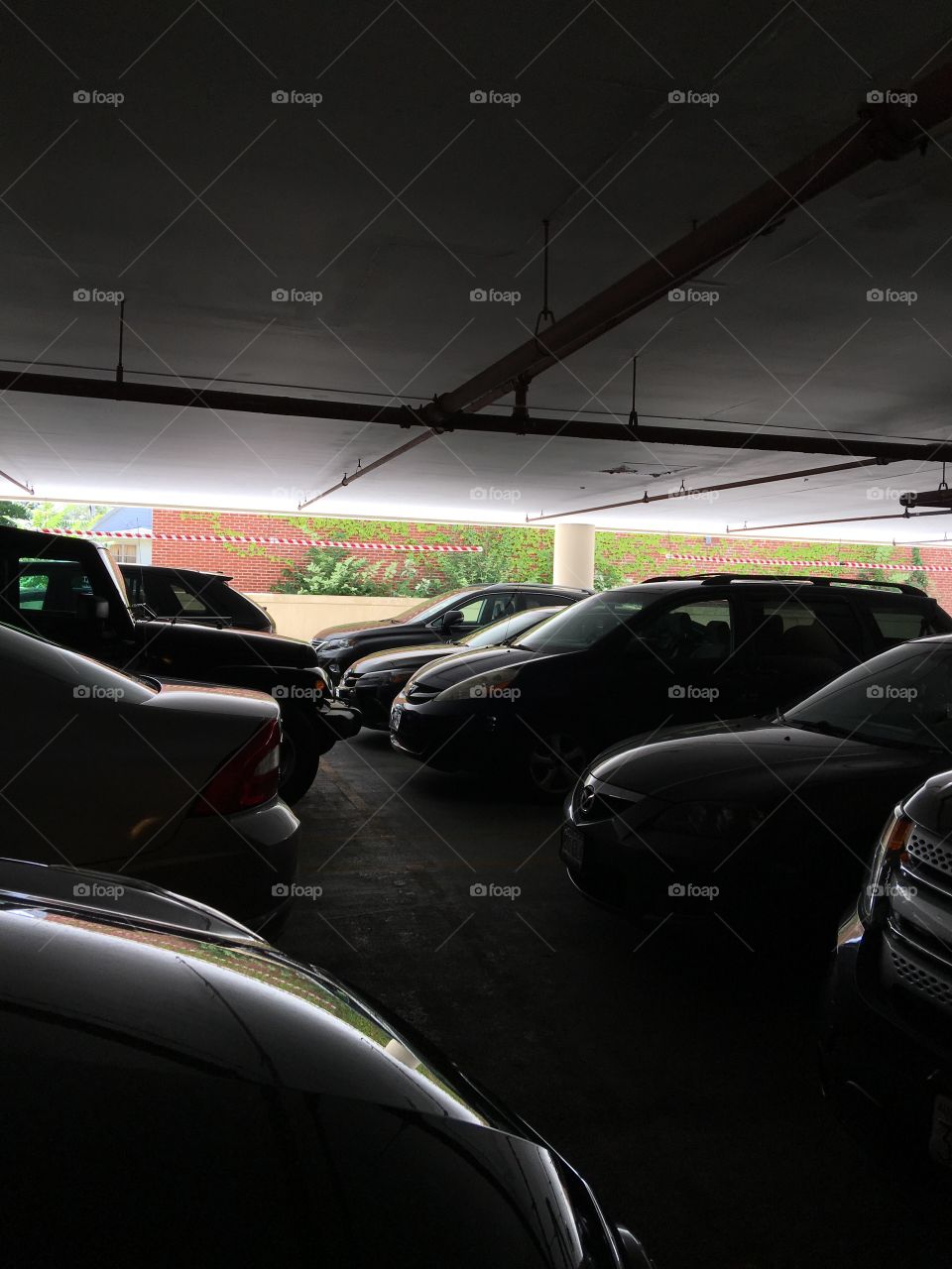 Parking lot with no spaces. I'll wait. Under cover.