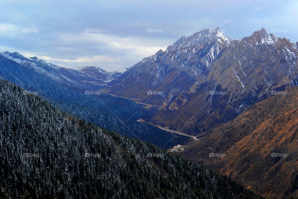 Landscape. A magnificent view of a landscape from Huanglong in Sichuan province, China
