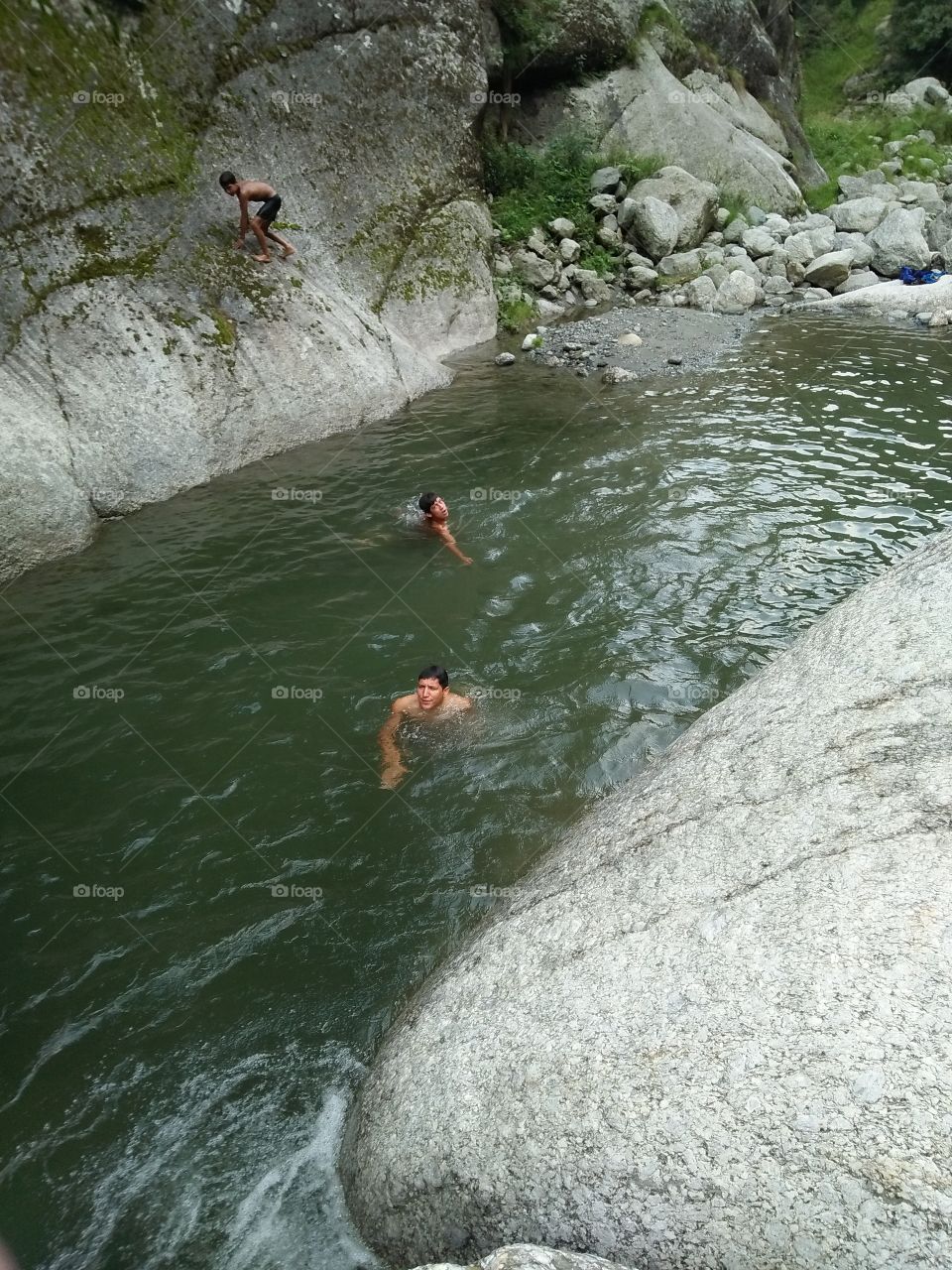 bathing on river