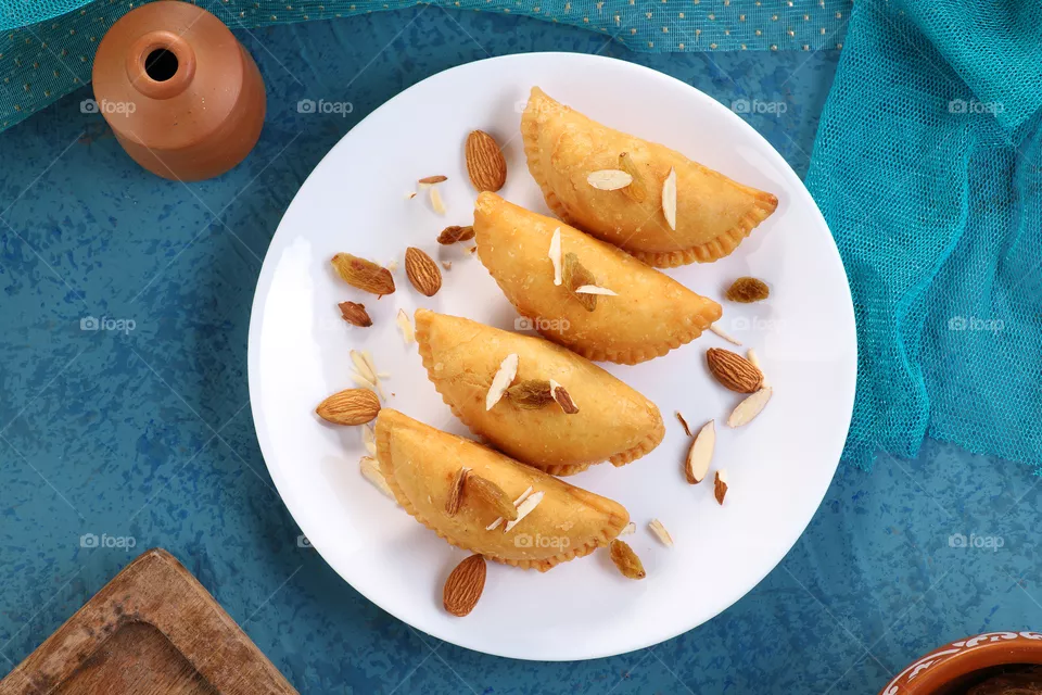 Gujiya - Indian traditional sweet dumplings made during the Holi festival