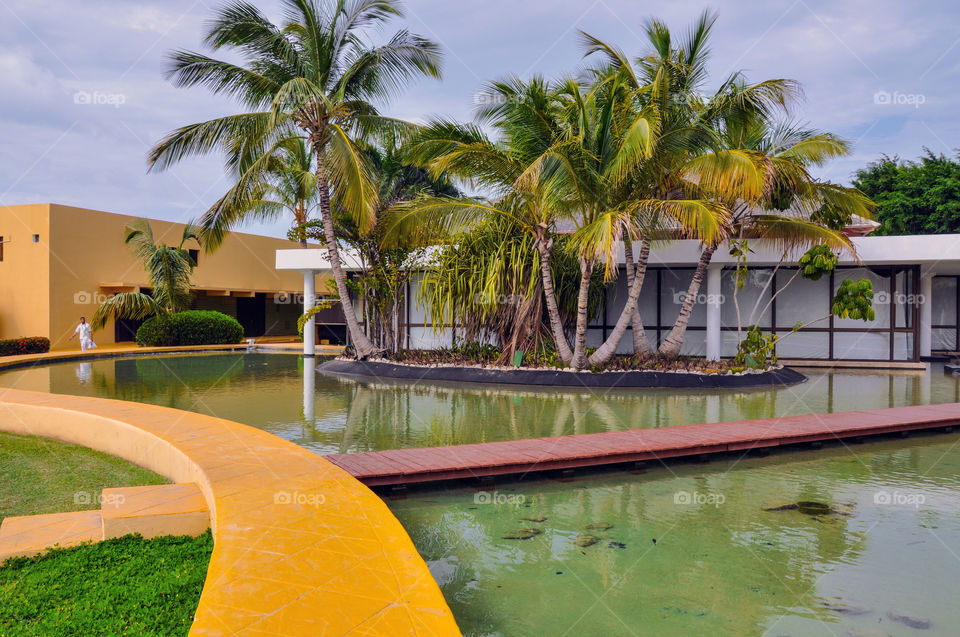 design in yellow color. the hotel territory in Dominican Republic