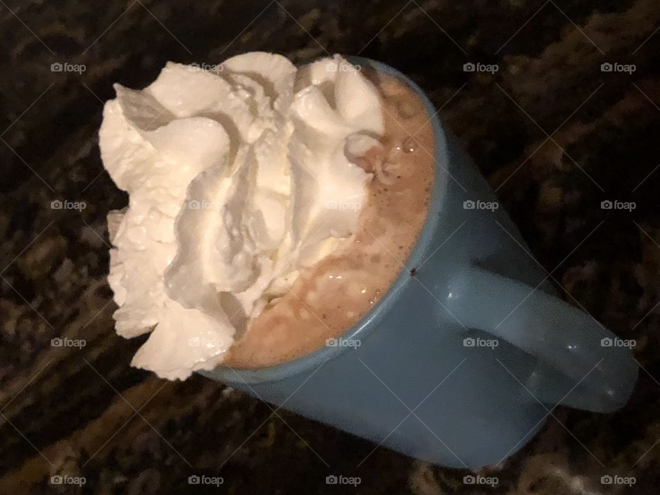 Hot chocolate with whip cream 