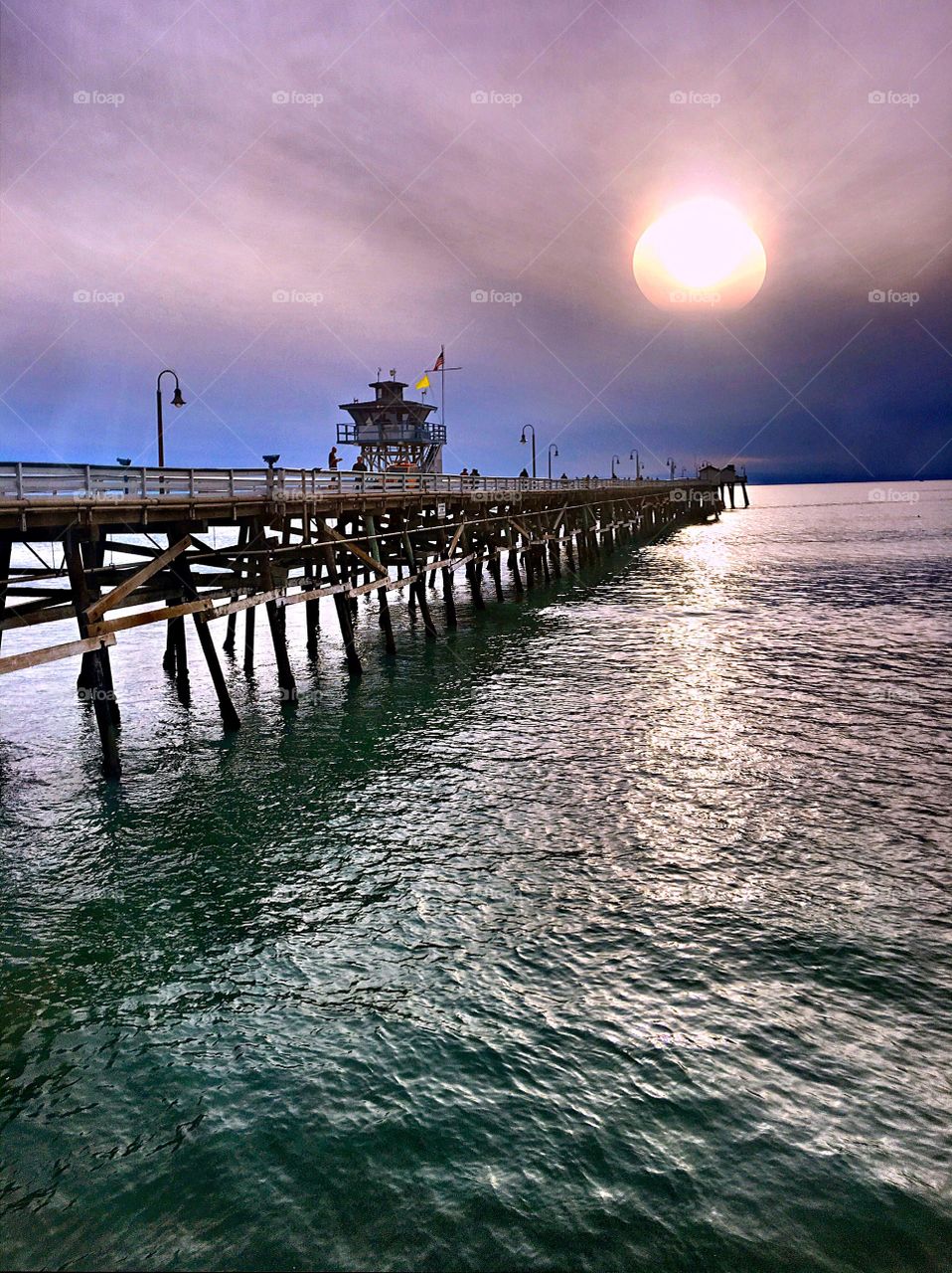 Foap Mission Sunsets, Sunrises and the Moon! Sunset in the Fog by the Pier!