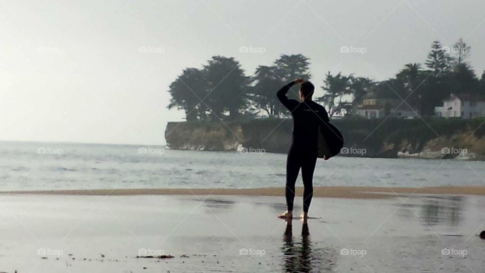 Checking the waves in Santa Cruz