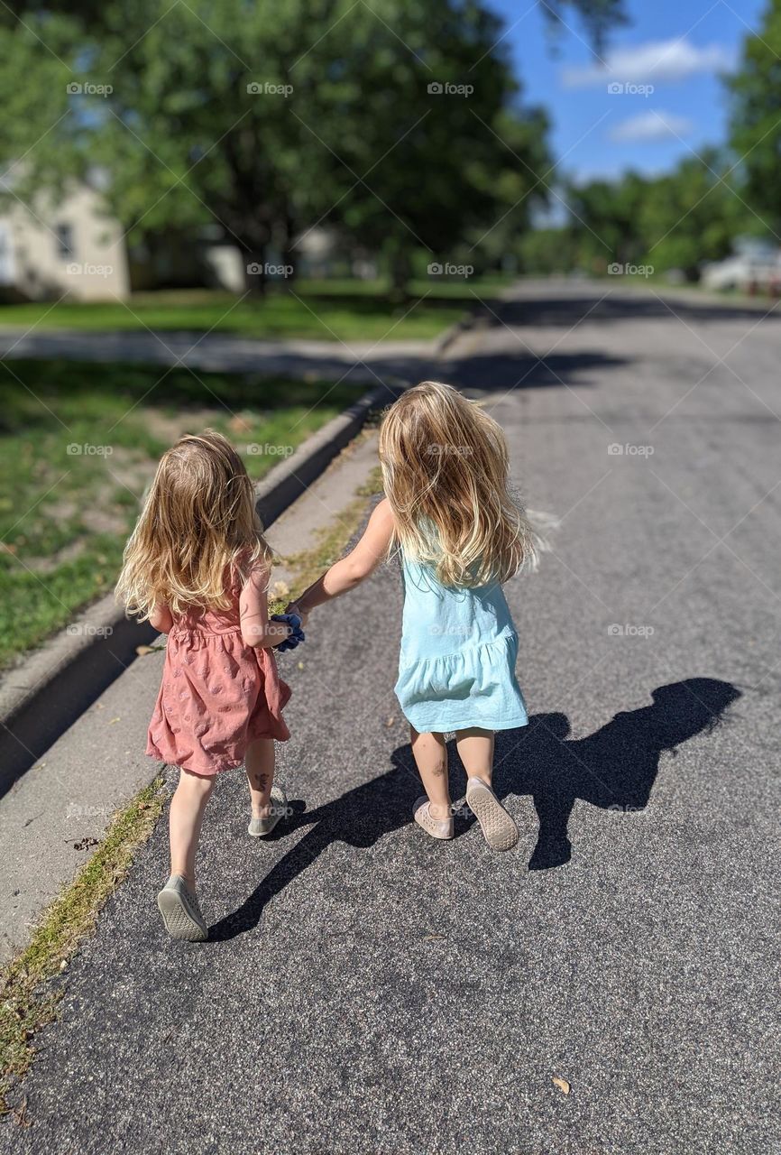 girls running in the summer