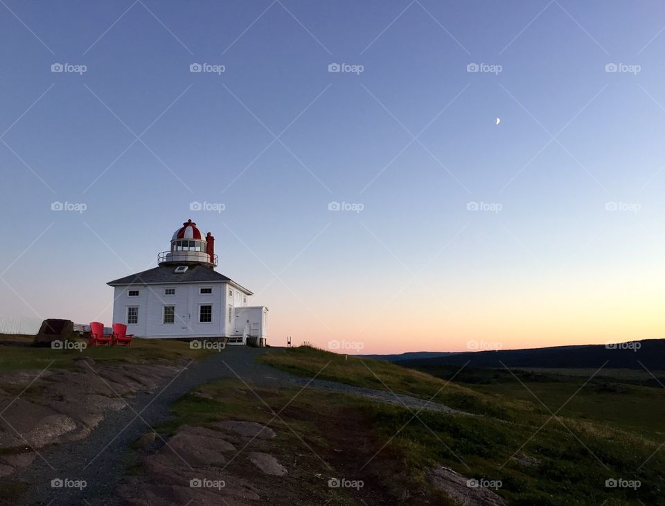 Cape Spear Lighthouse, the most easterly point in North America just outside St. John's, NL at twilight, taken August 8, 2016