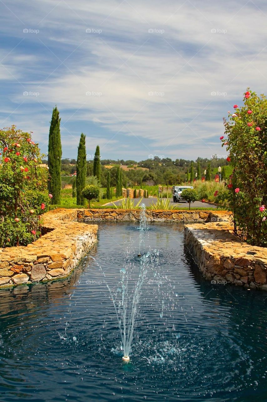 Bella Piazza Winery. Fountain at the winery