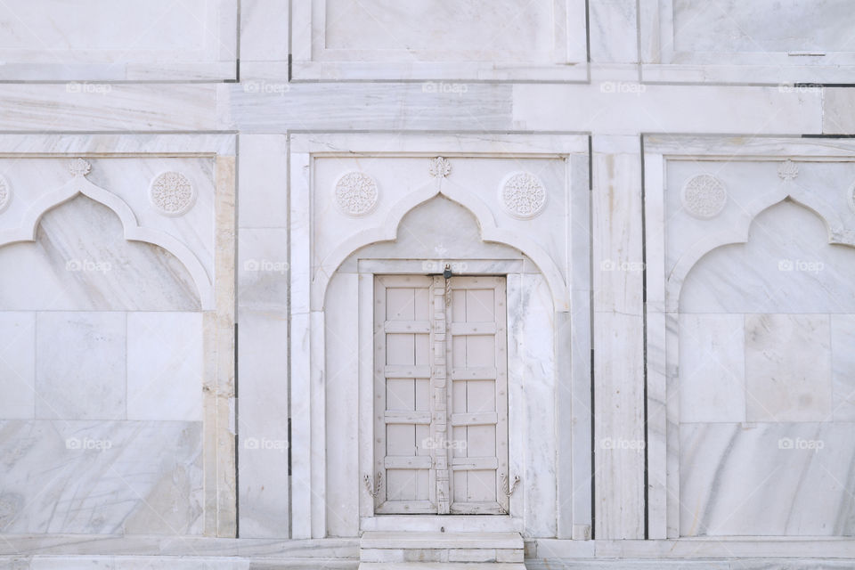 White door in Taj Mahal building