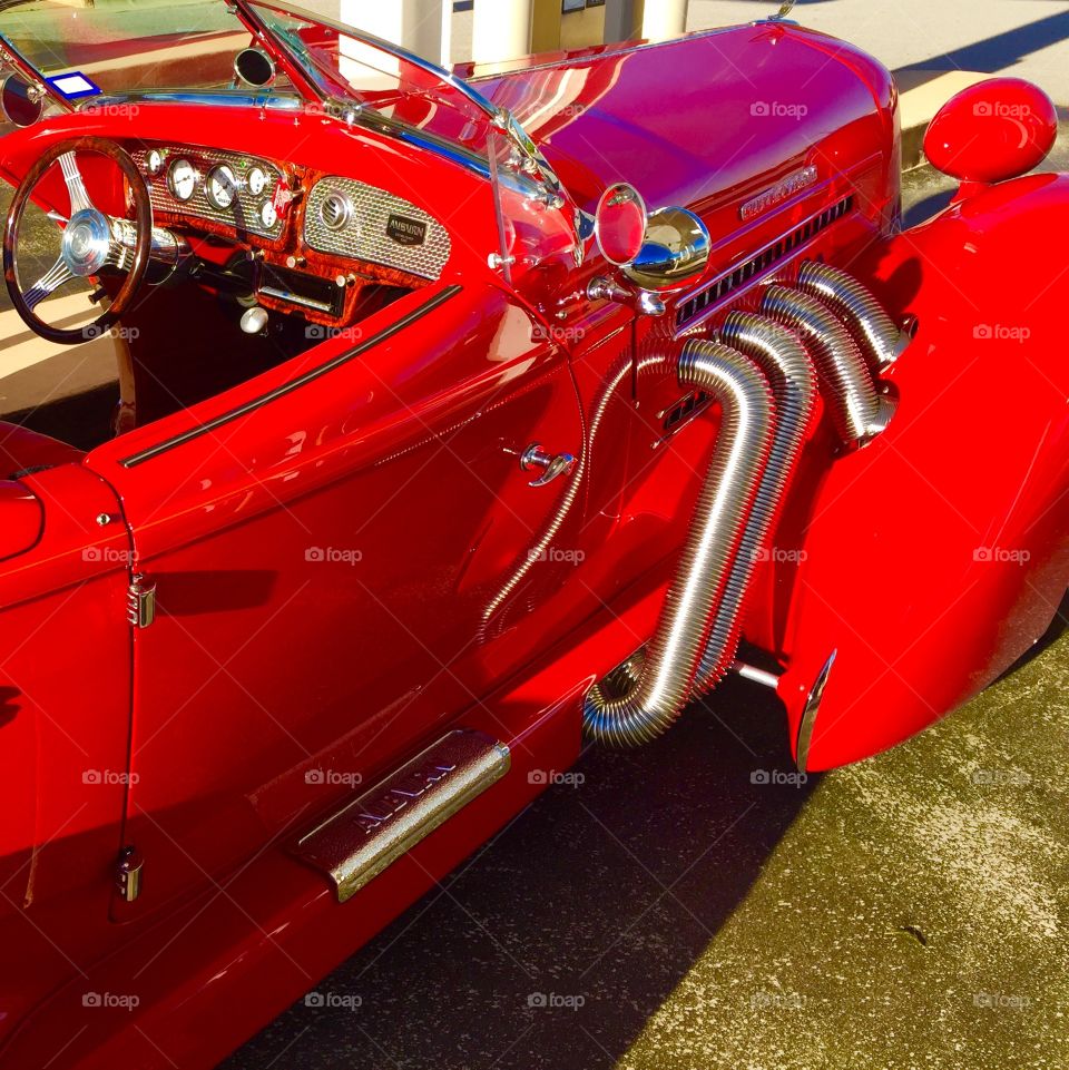 Detail shot of a 2008 rebuild of a 1934 Auburn boat-tail speedster.