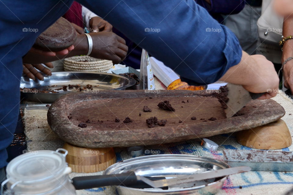 manual processing of cocoa beans