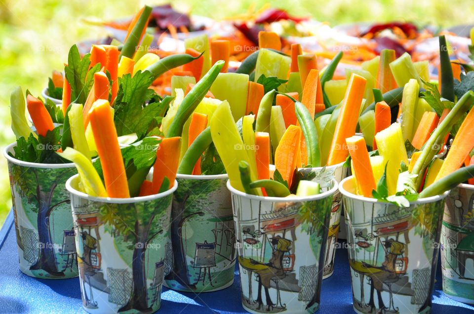 homemade salads on spring picnic