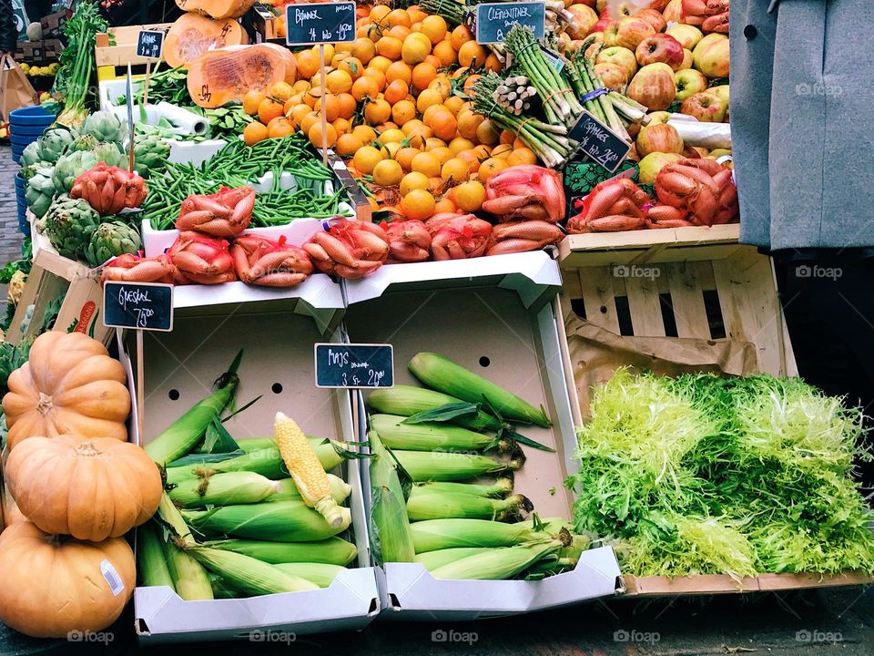 Market street with vegetables 