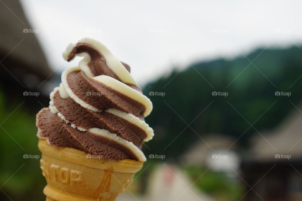 Chocolate vanilla swirl ice cream in Japan