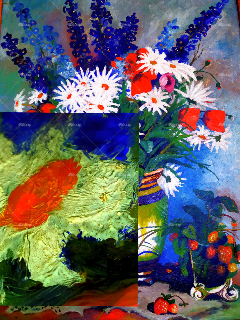 Close-up strokes of oil paints.  Picture