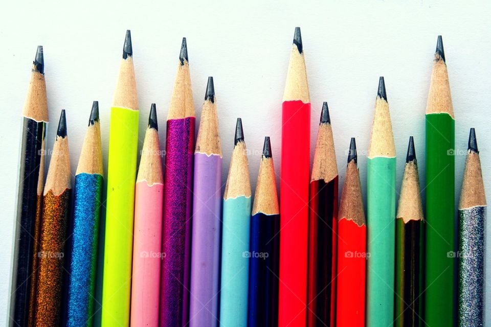 colorful sharpened pencils