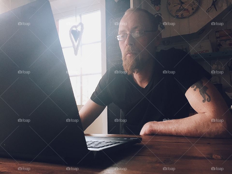 Man using his computer