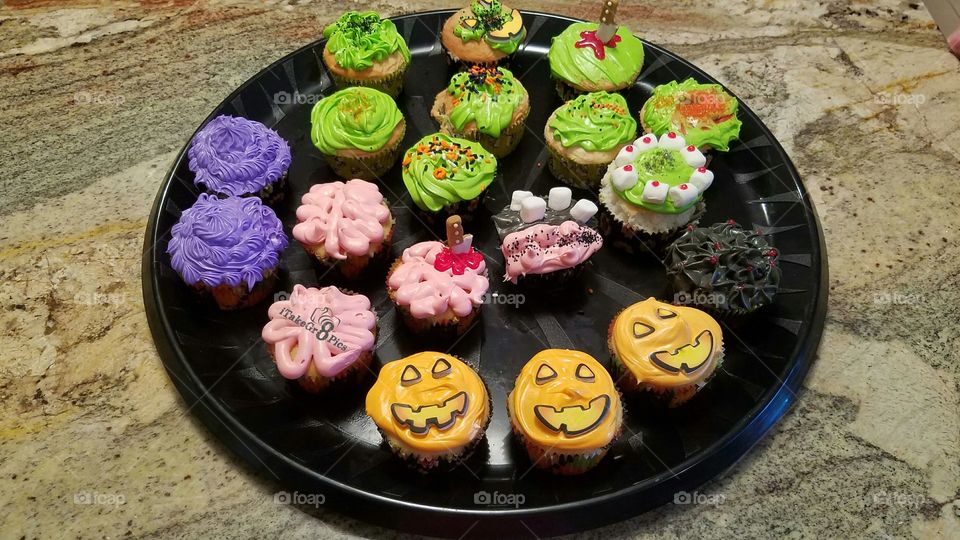 Baking cupcakes for Halloween!